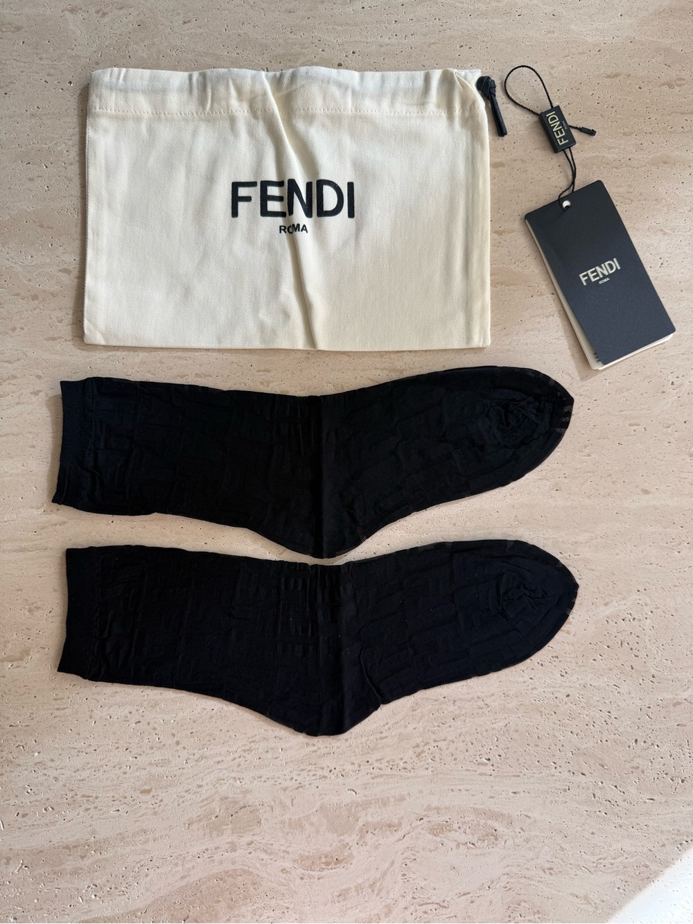 NWT FENDI  DOUBLE F LOGO CREW  SOCKS - Picture 7 of 12